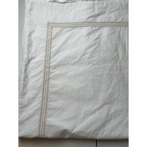 FRETTE Duvet White Cotton Euro King Duvet 3 Shams Beige Embroidered Trim